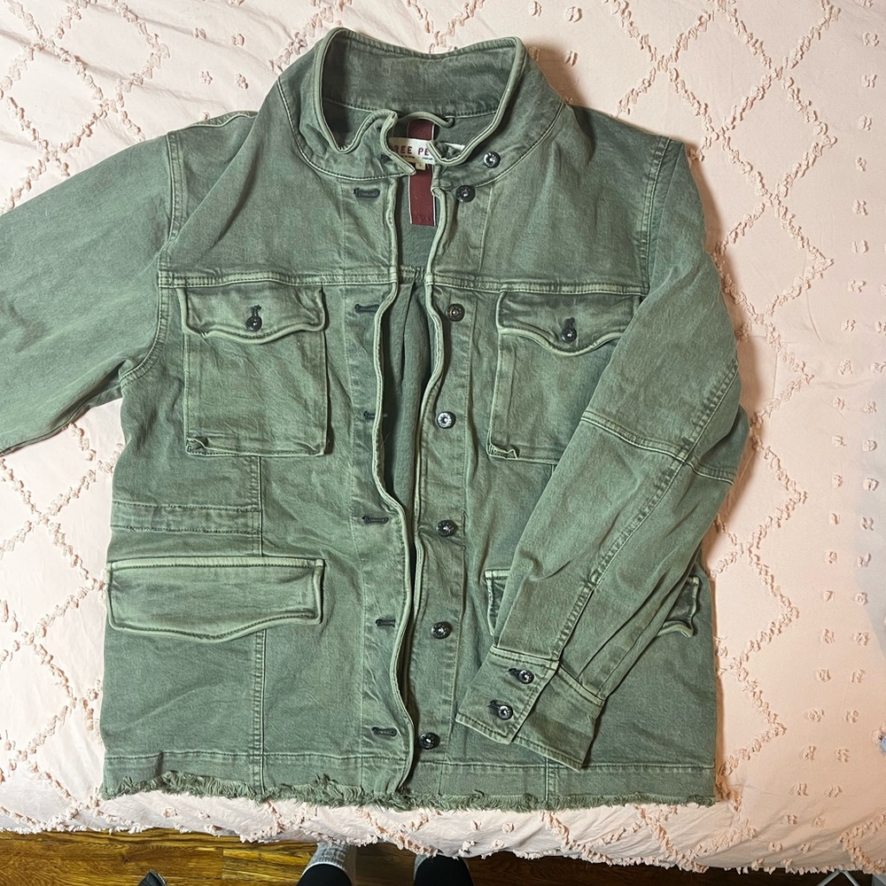Free People Green Heavy Canvas Jacket Size Large